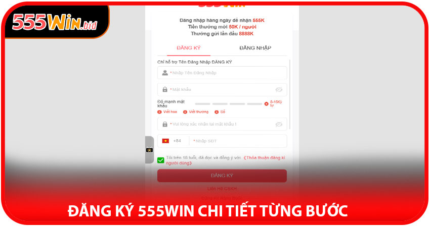 Hướng dẫn đăng ký 555win chi tiết từng bước